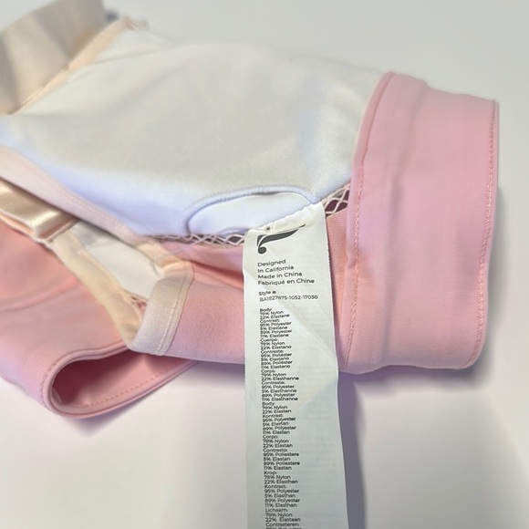 Fabletics White and Pink Crop Top with Front Zipper - Picture 6 of 7